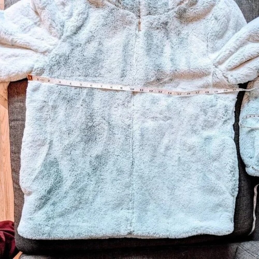 Super Soft! Faux Fur Baby Blue Hooded Zip Up Jacket